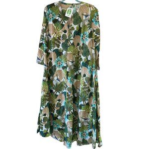 Dolma Womens  Size L Green Cotton All Over Maxi Dress Paradise Casual